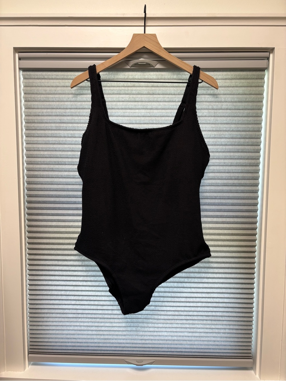 Kona Sol Black Ribbed One-Piece Swimsuit